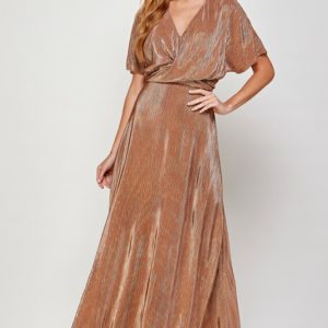 Metalic pleated maxi dress